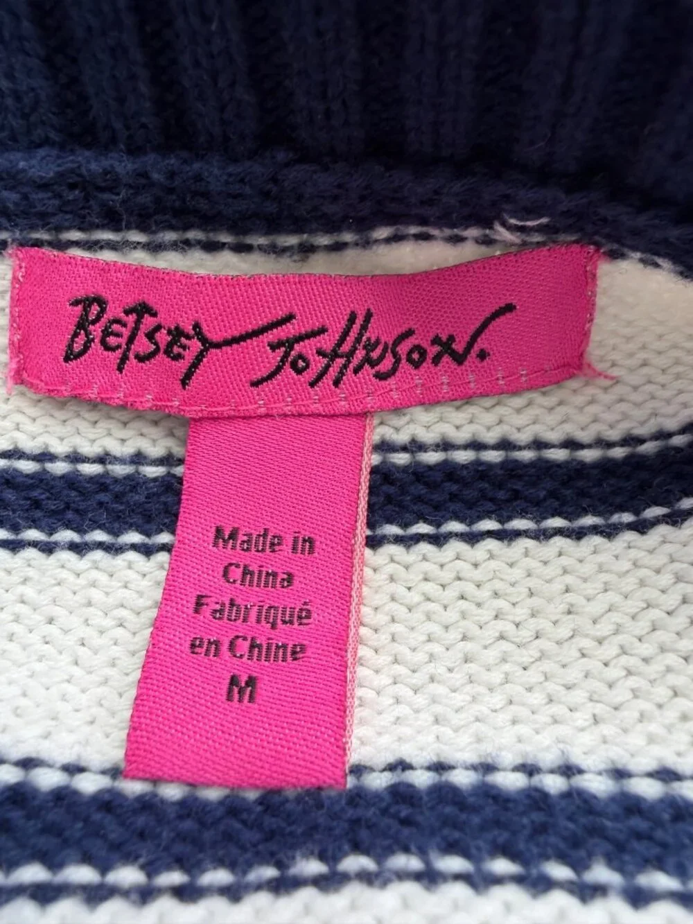Betsey Johnson 2011 Sailor Girl Intarsia Nautical Cardigan Sweater Sz M w/FLAW - Picture 4 of 12